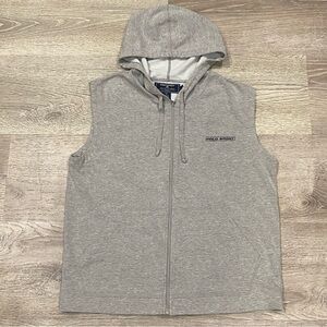 Vintage Polo Sport Ralph Lauren Grey Sleeveless Hoodie Vest Men's Small